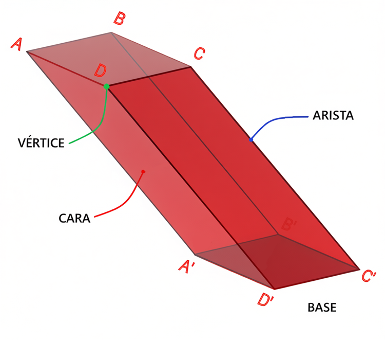 Partes de un Poliedro: bases, caras, aristas y vértices